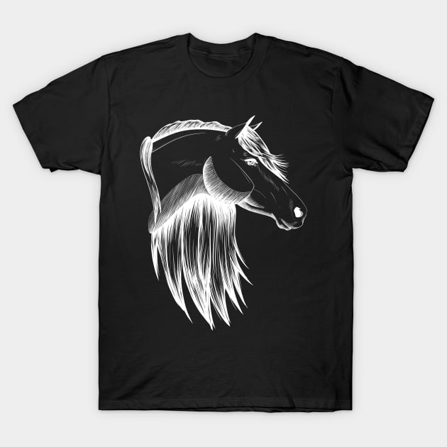 White Horse Sketch T-Shirt by Lady Lilac